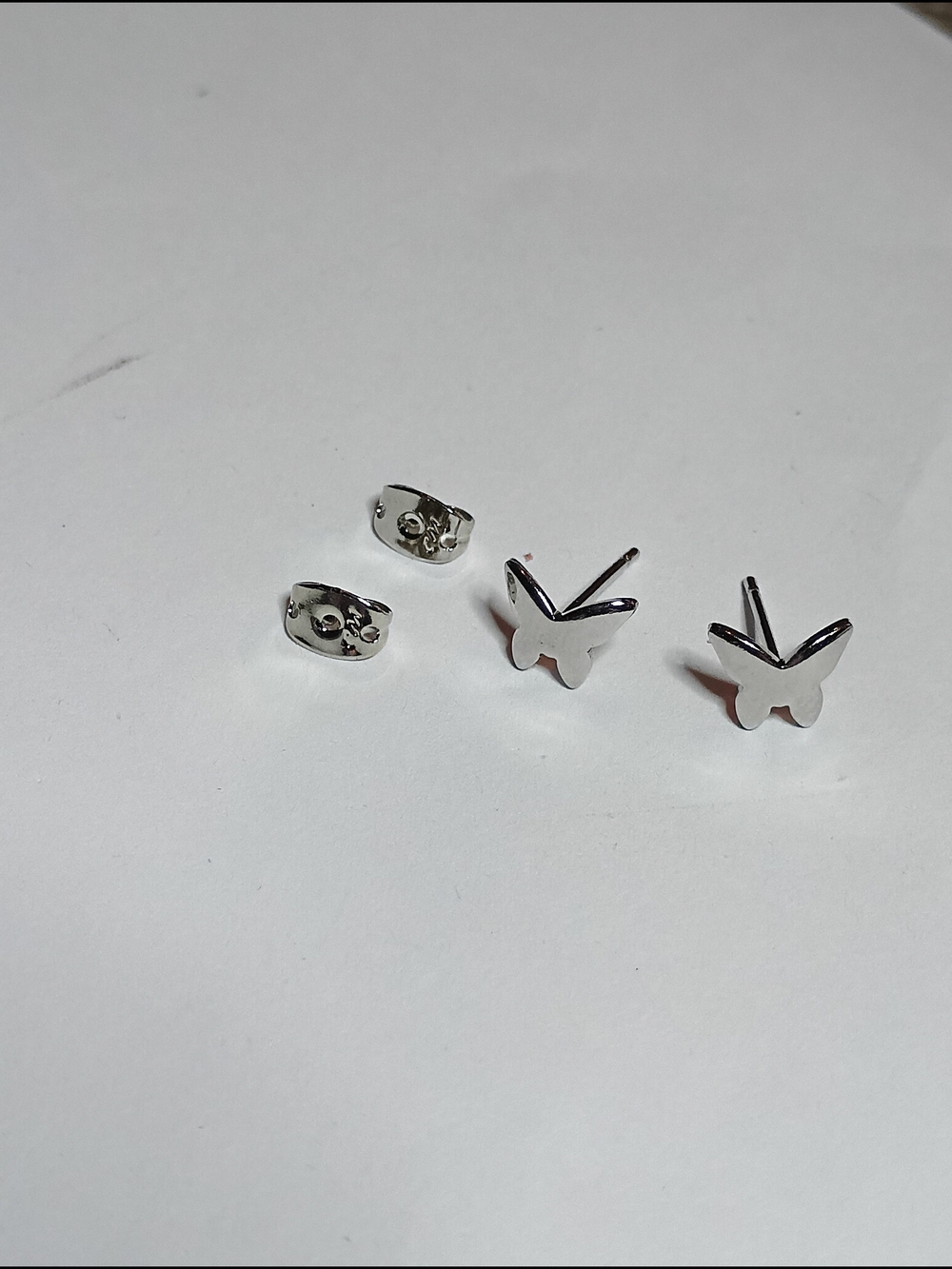 Silver Butterfly Stud Earrings - Minimalist Sterling Look